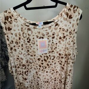 LuLaRoe Cocoa Women's Leopard Tank Top - HTF. Cream and Brown - 2XL NWT